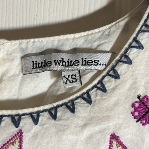 LITTLE‎ WHITE LIES Cornflower Blue Pink Boho Embroidered Stitch Shift Dress - Picture 5 of 11